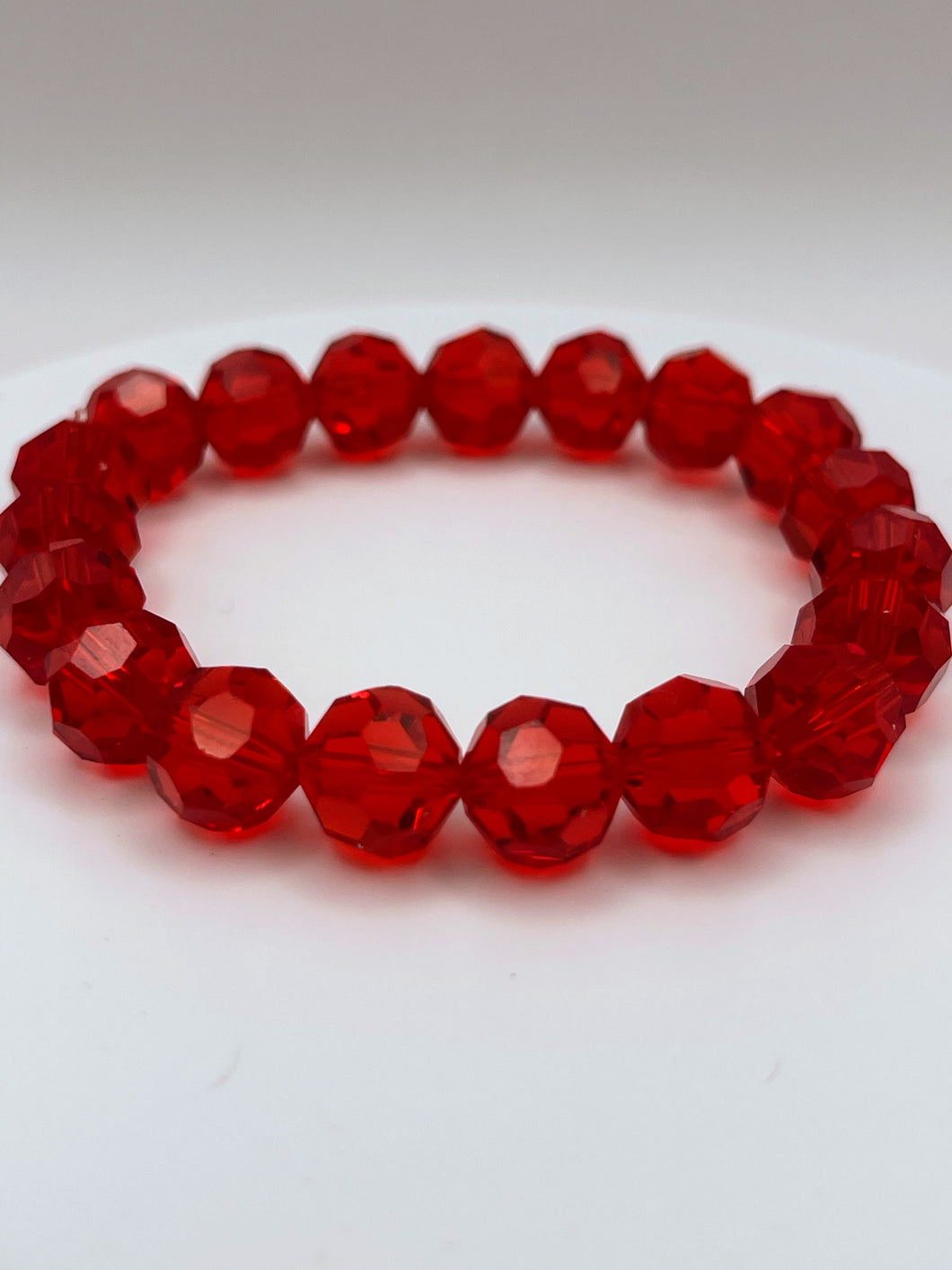 Red Faceted Glass Beaded Bracelet