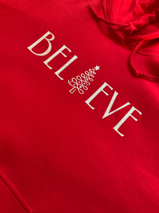 Believe silver sparkle soft hoodie Christmas